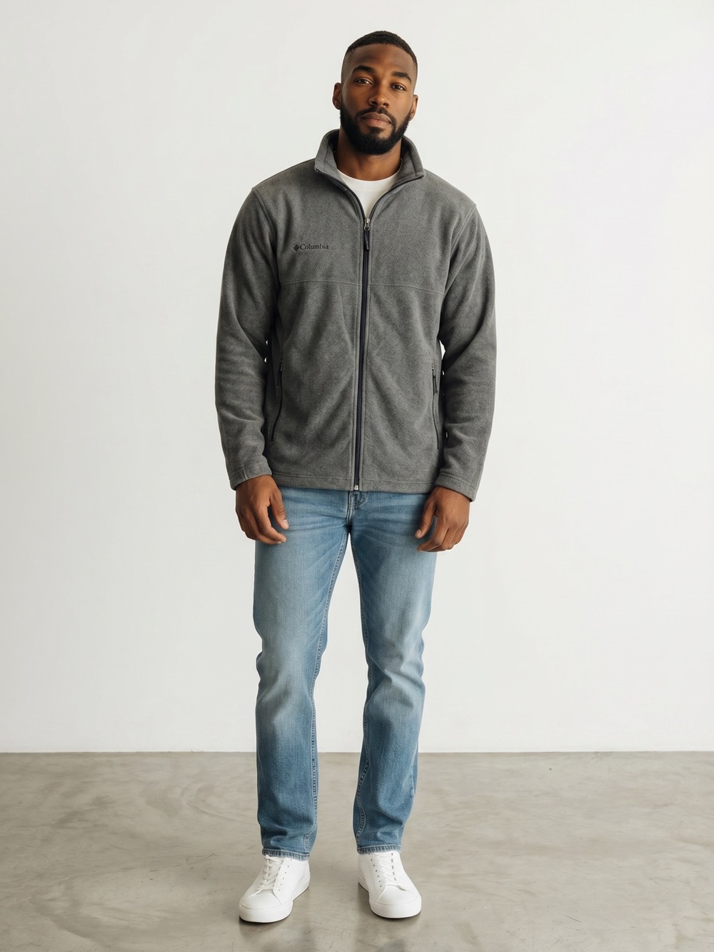 Columbia Gray Full-Zip Fleece Jacket Size XL